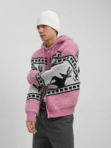 Cowichan knit hood zip-up 4color
