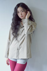 BIO-WASHED CREASE TAILORED SHIRT (Ash Beige)