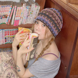 wave pattern beanie purple