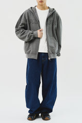 Pigment Applique Hooded Zip Up (3color)
