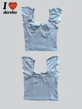 Romance Flower Shirring Sleeveless Top