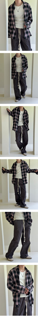 [UNISEX] フラップストリングカーゴバンディングパンツ (2color)