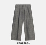 Sloped Wool One-Tuck Wide Slacks