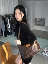 MERIN GOLD LINE LEATHER SHOULDER BAG UNISEX (2COLOR)