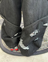 Pale Fold Damage Raw Denim