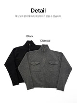 Two pocket high neck knit zip up(2color)