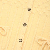 CHERRY RIBBON HOODIE CARDIAGN [LIGHT YELLOW]