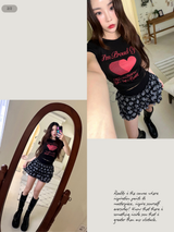 flower frill cancan banding mini skirt