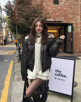 Kati Real Raccoon Fur Leather Jacket