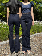 Selvedge denim spandex high waist bootcut pants (Denim)