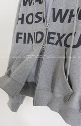 [UNISEX] ワンツーレタリングオーバーサイズフィットフーディドジップアップジャケット
