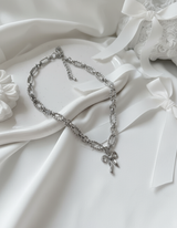 [イ・ヨンジ Necklace] バレエリボン ステンレス チェーン チョーカーネックレス