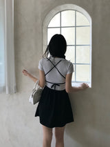 リゼ バックストラップ チューリップ ノースリーブ ミニドレス