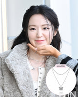 [(G)I-DLE Shuhua Necklace] ミスティックバタフラインレイヤードネックレス - Silver color