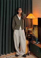 Soft Waffle Hooded Zip-Up  3COLOR