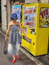 ライトブルースリークウォーターカプリバミューダワイドデニムパンツ