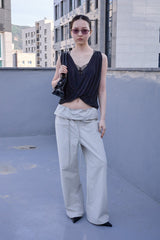 Dual-Way Layered Wrap Top (Black)