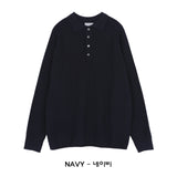 LMN Dot Raglan Button Collar Knitwear (5 colors)