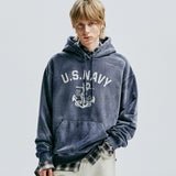 USN VTG DYEING HOODIE DUSTY NAVY