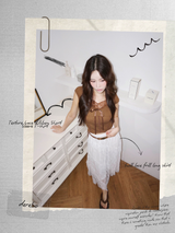twill lace frill long skirt