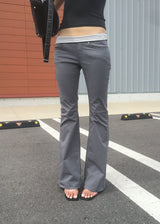 GLAM SHIRRING BOOTS CUT PANTS