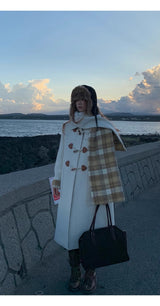 Celebrity toggle checkered long coat