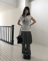 Dien lettering printed button short sleeve T-Shirt