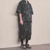 tiedye capri cargo shorts_black
