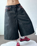 Teki Check Pocket Wide Denim Bermuda Shorts 2color