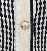Carson Collar Color Matching Check Knit Cardigan