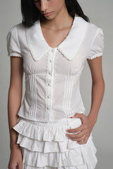 Milk jam bakery blouse, White