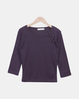 Hena Diagonal Button 7-Sleeve T-Shirt