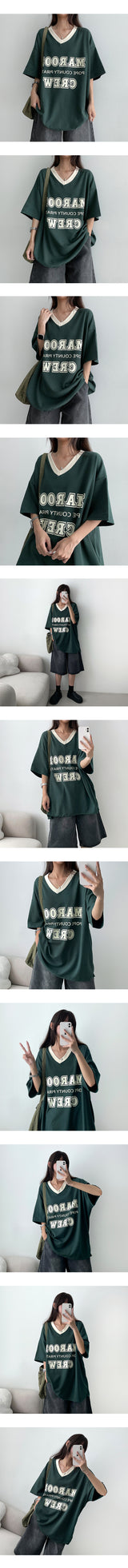 エレインカラーVネック半袖Tシャツ
