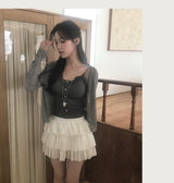 [ built-in bra pads ] アッシュビデレーススリムスリーブレストップ