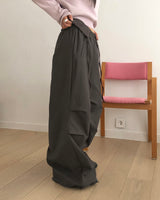 Newman Contrast Pintuck Strap Wide Long Pants