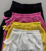 Owell Shirring Punching Lace Tiered Summer Long Skirt (4 Colors)