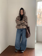 ヒルカカットデニムワイドパンツ