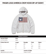 Finger Logo America Crop Hood Zip-Up (Light Gray)
