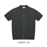 Deep linen collar short-sleeved cardigan (6 colors)