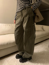 Rover Flap Pocket Back Banding ワイドカーゴロングパンツ (2 Colors)