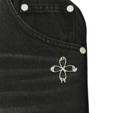 surgery denim jeans clover logo clutch bag 'black denim'