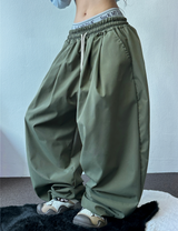 💚5000ソルド🥳❤‍🔥ナイロンバージョン🥳❤‍🔥 ツーピンタックバルーンコットンパンツ💚🖤🩶🤎5COLOR