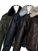 Raccoon fur leather JK [3color]