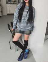 ソフトミックスストライプニット