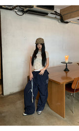 Number Navy Casual Banding Pants