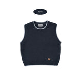 SIMPLE LINE KNIT VEST (Navy)