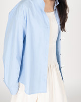 A Drop High neck Shirt - Sky Blue