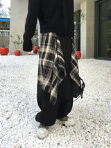 ラフィチェックレイヤードワイドパンツ 2C