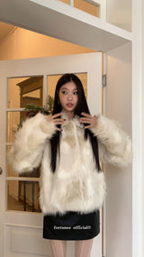Ivory Fox High-Sleeved Collar Jacket