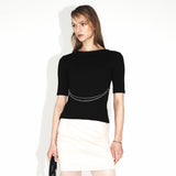 [ULKIN] Double Chain Tight T-shirt_Black
